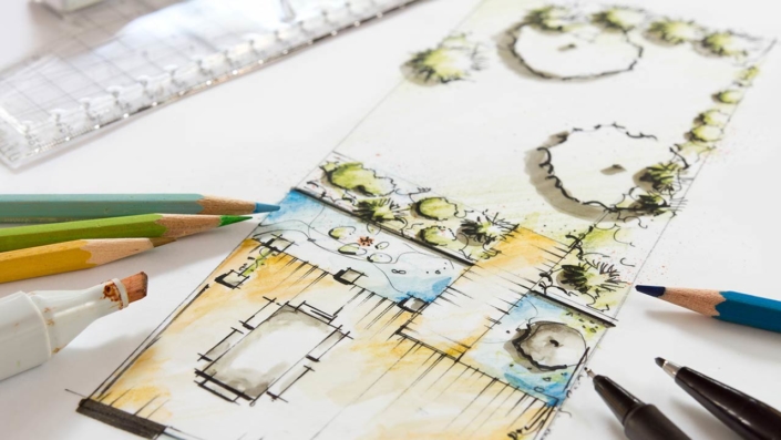 Photo of a garden architecture sketch Photo of a garden architecture sketch